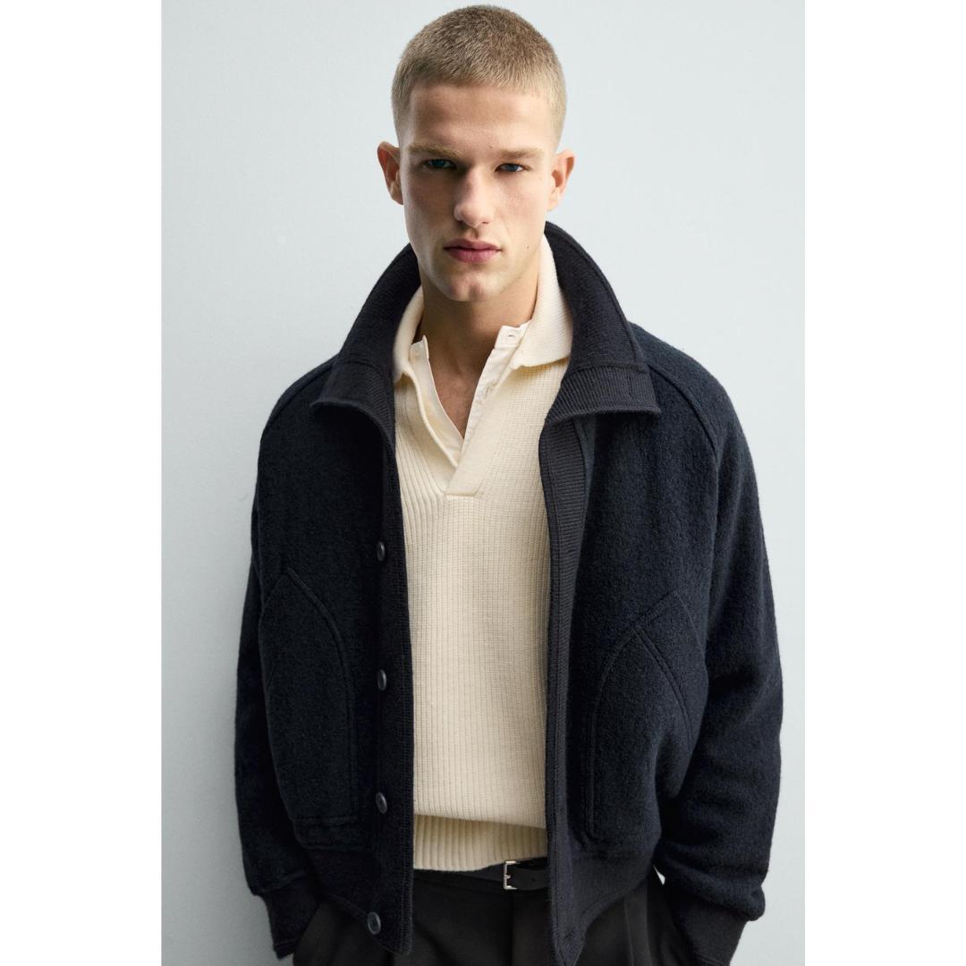 ZARA リブ襟切り替えジャケット Mサイズ