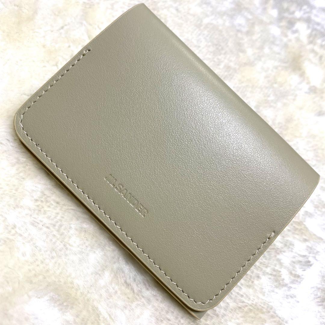 新品保管品✨ジルサンダー名刺入れカードケースロゴ型押しレザー黄緑パステルグリーン