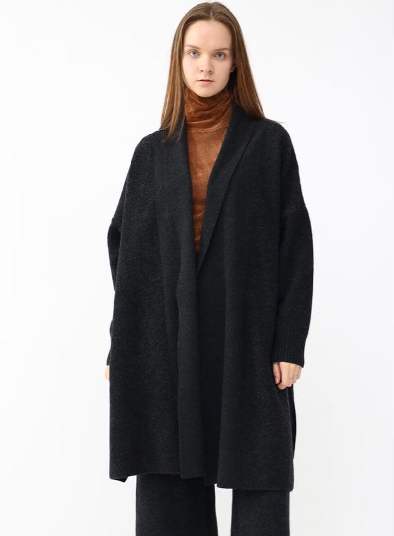 Aga ロングニットカーディガン　ダークグレー　ヤマダヤ　定価40000円