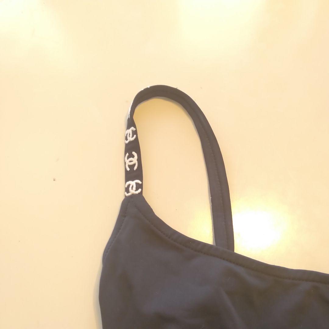 CHANEL ヴィンテージ　レオタード ワンピース水着 ロゴ入りストラップ