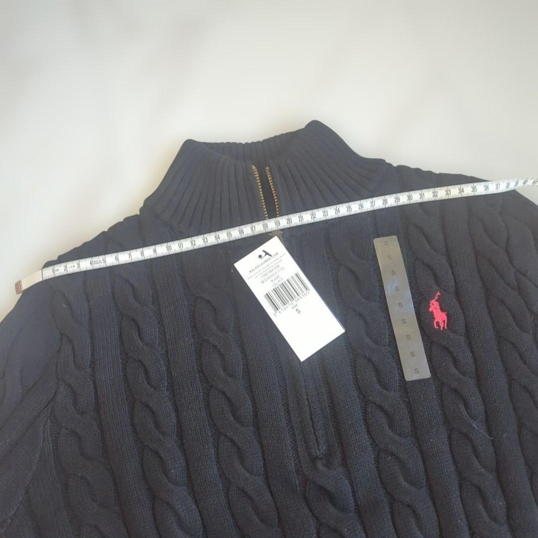 【新品】ポロラルフローレン ハーフジップ ケーブルニット ブラック S