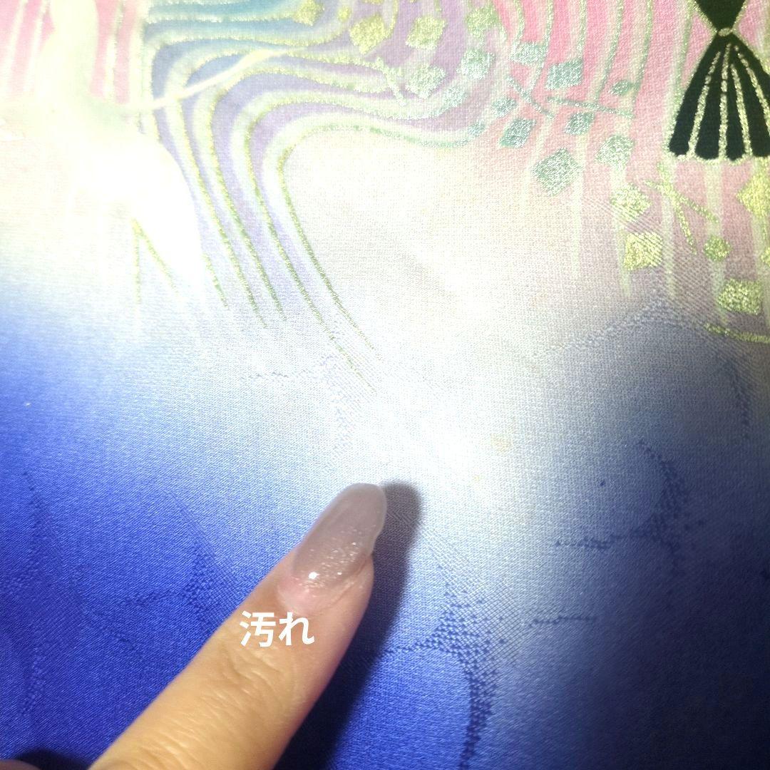 SALE☆正絹 作家物 桔梗になないろ鶴 振袖リメイク羽袖ドレス*