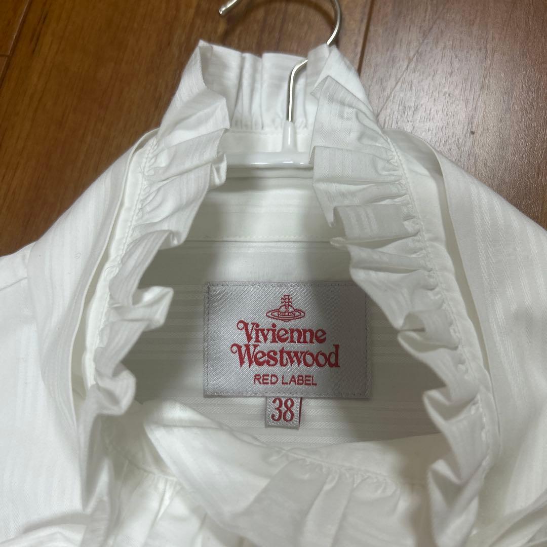 美品2025AW ヴィヴィアンウエストウッド ORBジャガードフリルボウシャツ