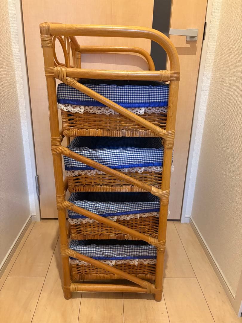 籐 ラタンチェスト 4段　インテリア 昭和レトロ 箪笥　カントリー風