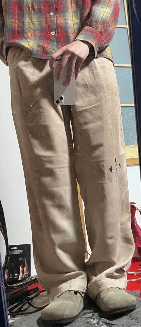 50s リネン スラックス ピンク ベージュ 60s レーヨン ギャバジン