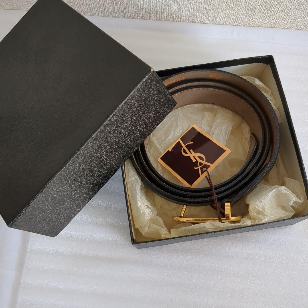 イヴサンローラン ベルト 革 黒 ゴールド ヴィンテージ