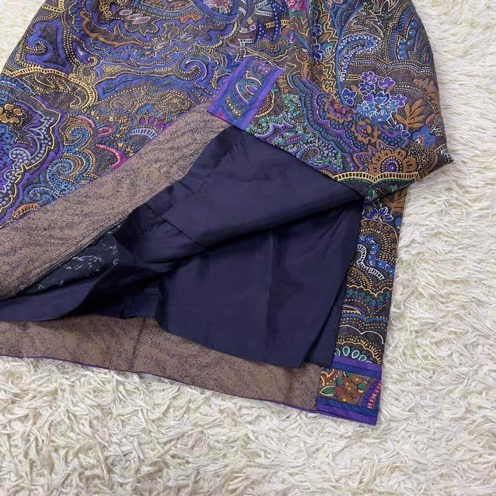 レオナール 大きいサイズ 金ボタン ペイズリー シルク混ノーカラー スーツ XL