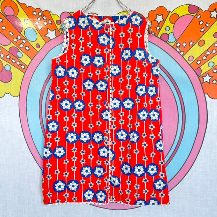 60s 70s ベスト　ハンドメイド　花柄　リバーシブル　ヒッピー　ヴィンテージ