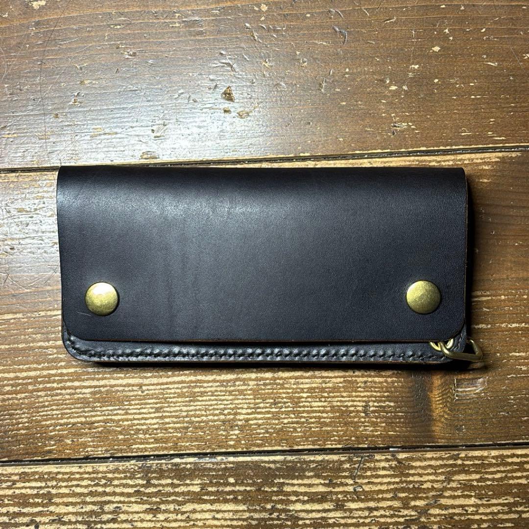 1点のみたつのハンドワックスレザー茶芯トラッカーウォレットチェーンセット