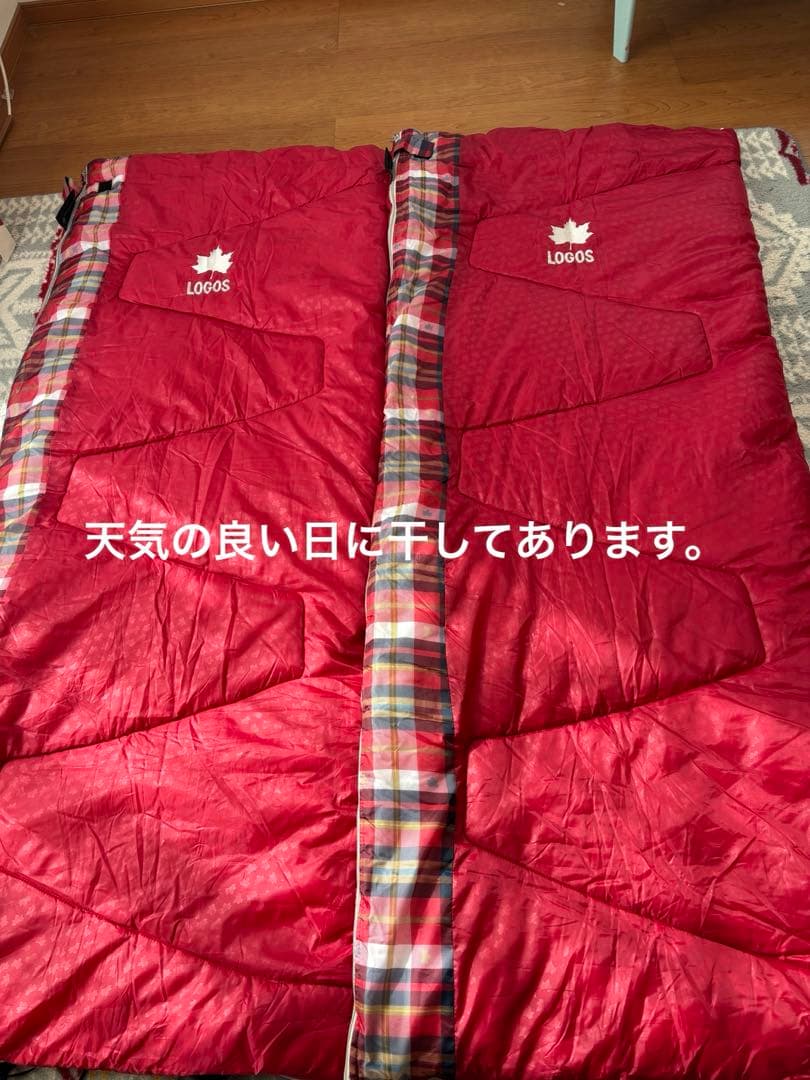 LOGOS ダブル寝袋 赤 チェック柄