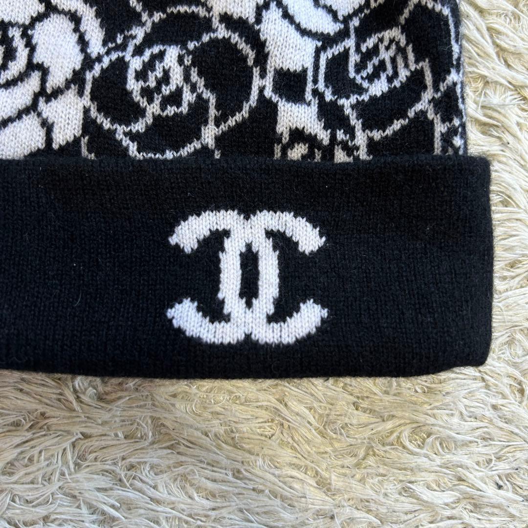 【美品 カシミヤ100%】シャネル カメリア ビーニー ココマーク ニット帽