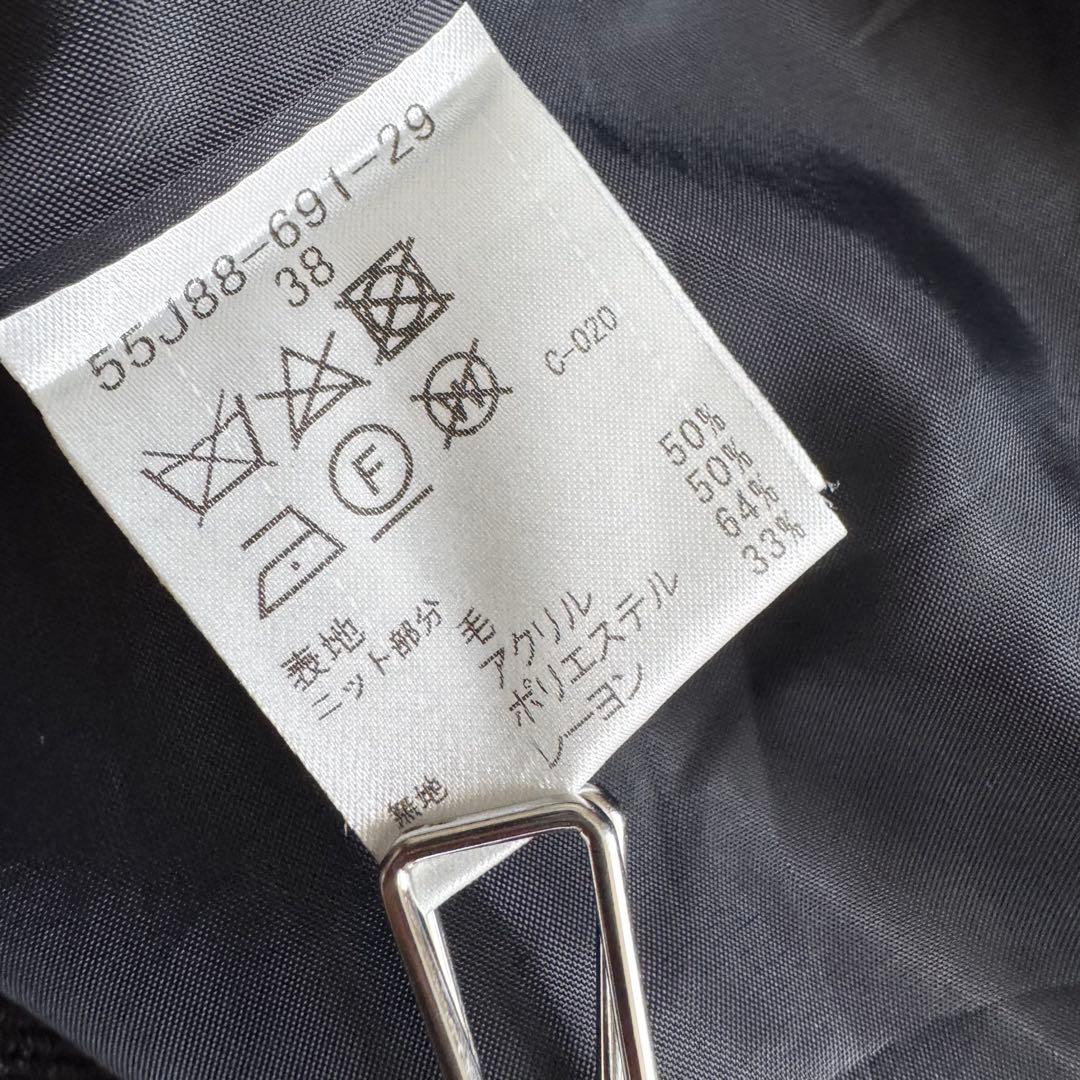 ブルーレーベルクリストブリッジ　ロングワンピース　ニット切替　黒　38　チェック