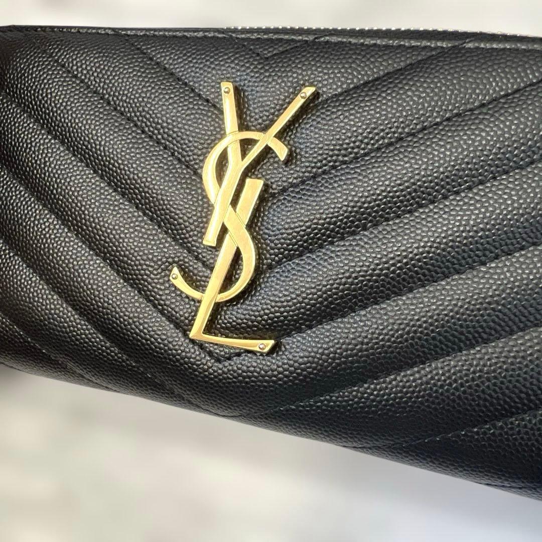 極美品 YSL イブサンローラン ブラック キルティング 長財布