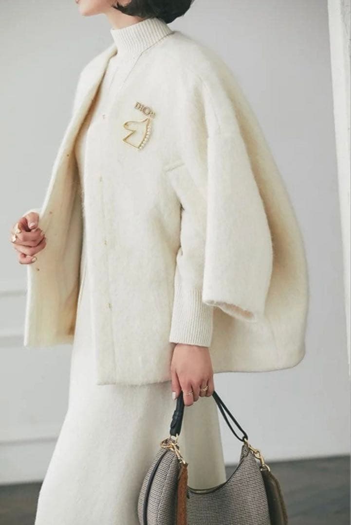 【美品】セブンテンSEVENTEN ミディアムコクーンシャギーコート