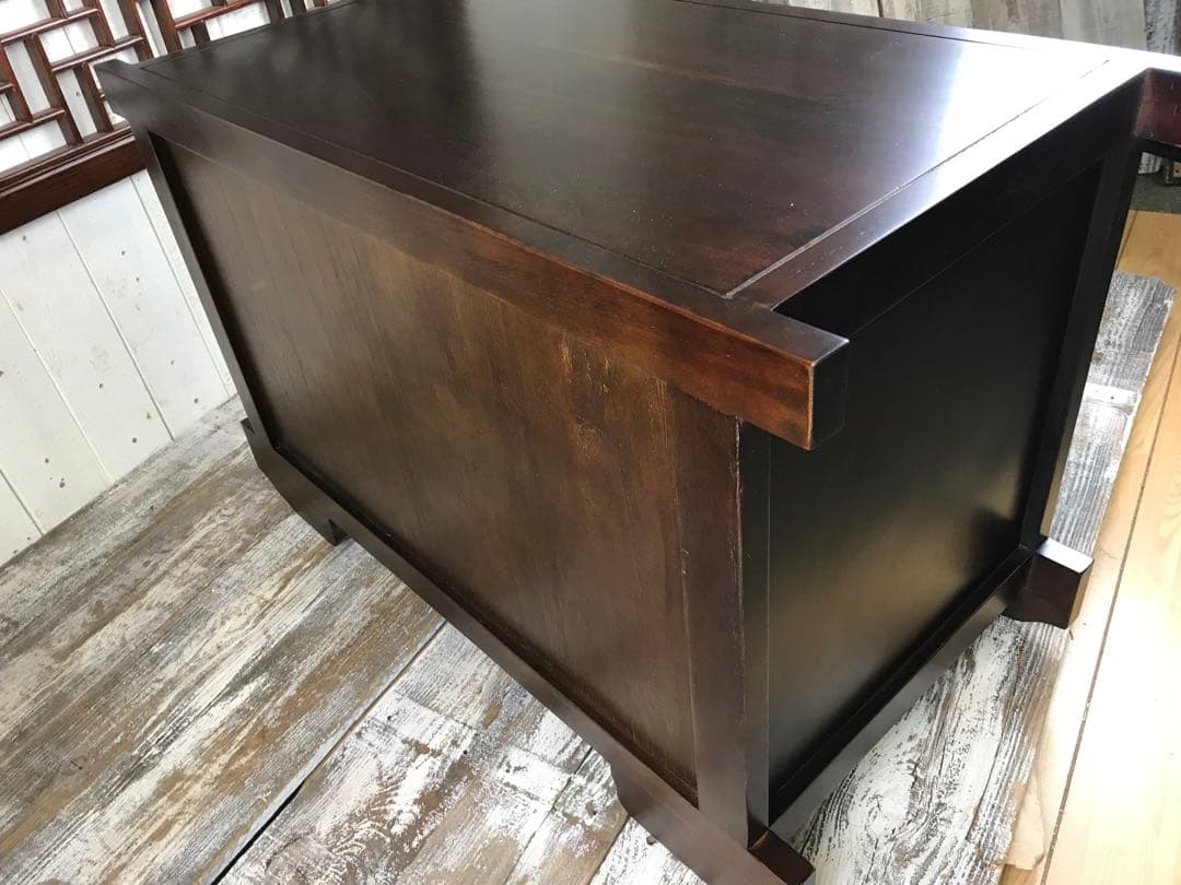 訳あり品！【83】民芸家具からくり車タンス L木製桐材天然無垢飾り棚収納チェスト