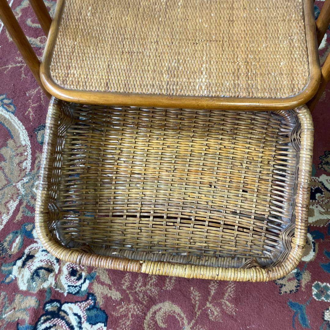 昭和レトロ 洋梨柄 ラタンハンガーラック キャスター付き 籐家具 古道具 古家具