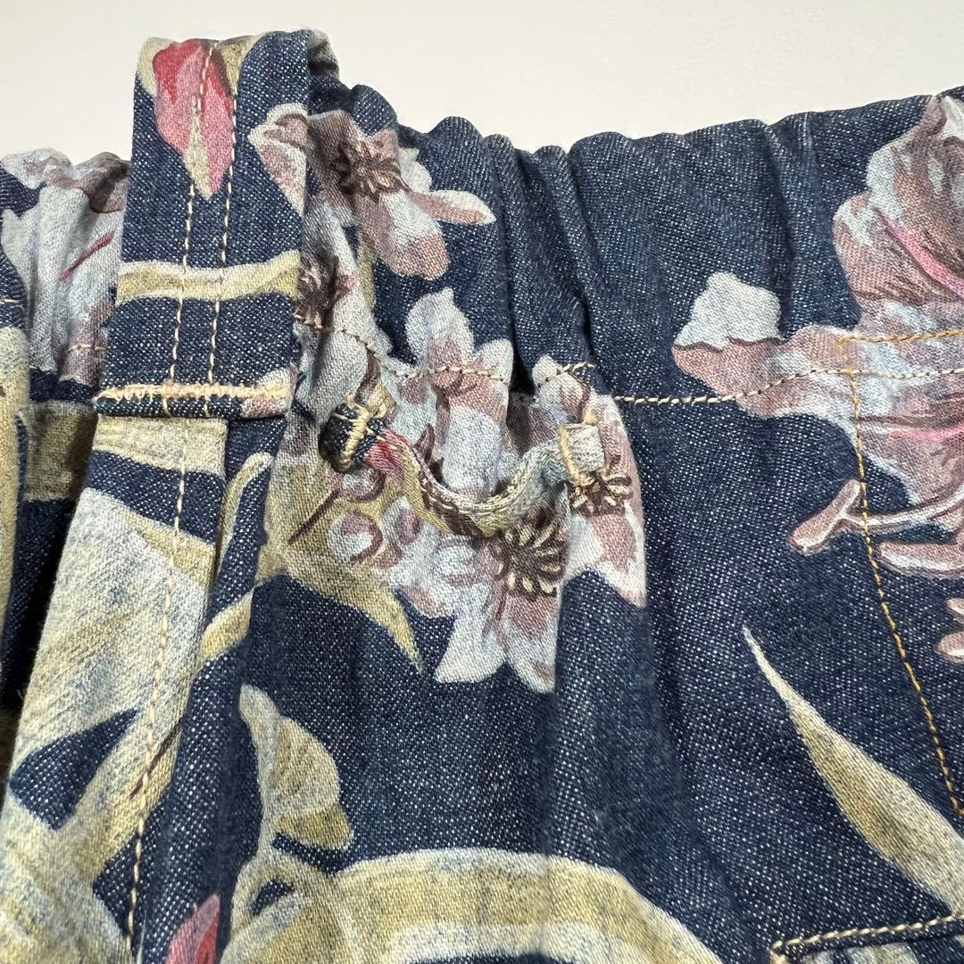 美品　45R イージーポッポ　リリープリント　ハーフパンツ　藍染　インディゴ染め