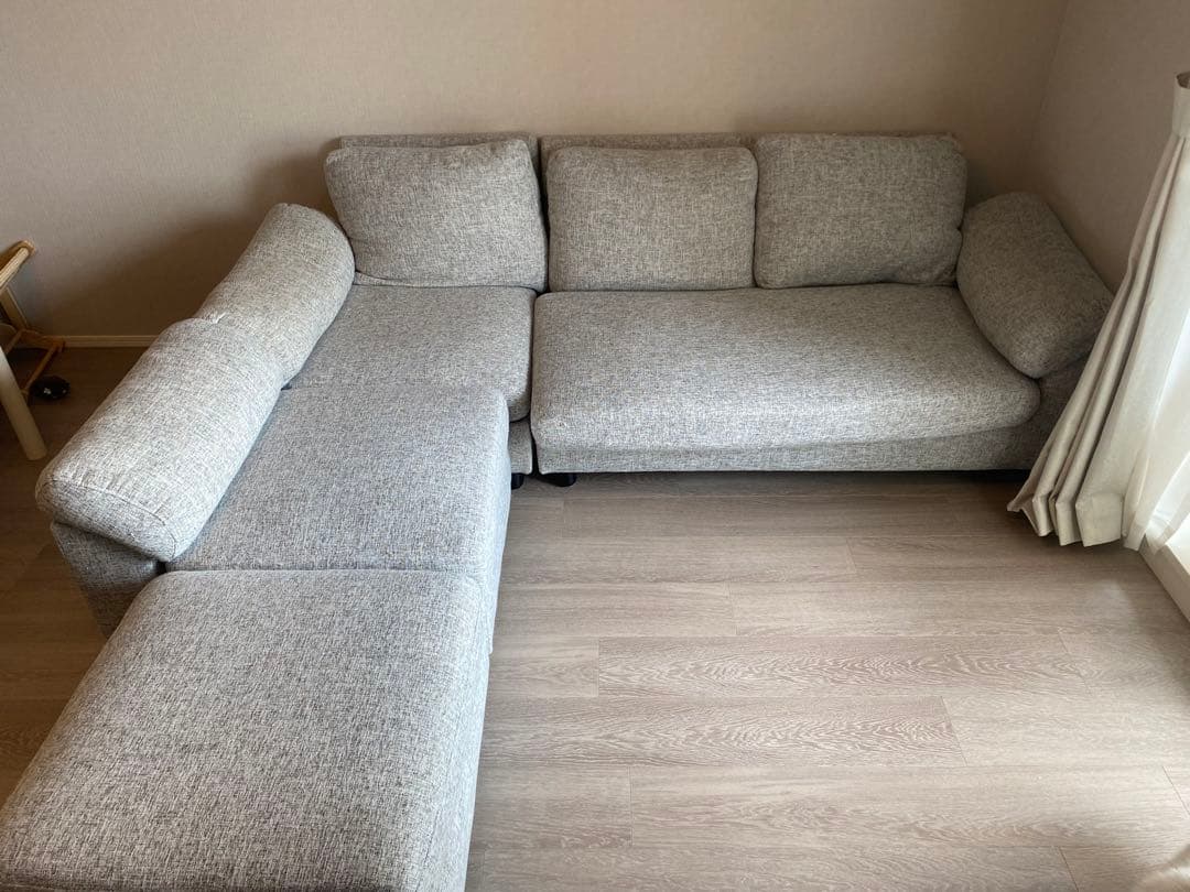 グレー L字型ソファ ファブリック