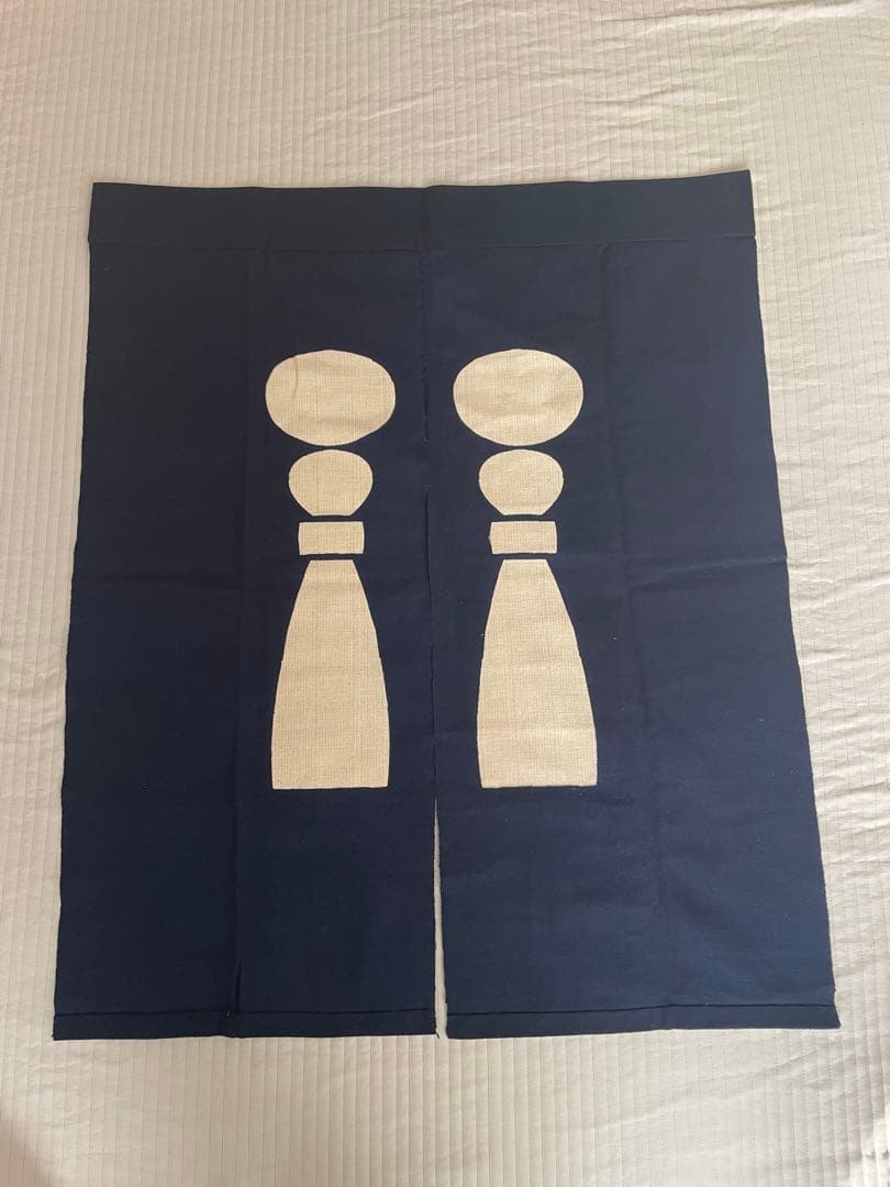 光原社　のれん　民藝品　工芸品　暖簾　型染　藍色　こけし