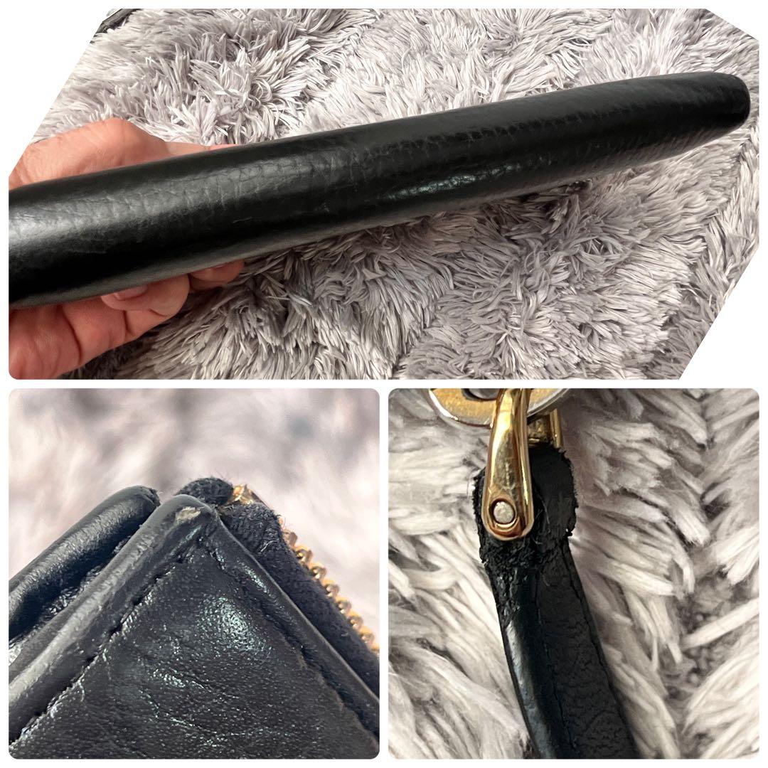 良品　プラダ　L字ファスナー　シボレザー　メタルロゴ　長財布　ブラック