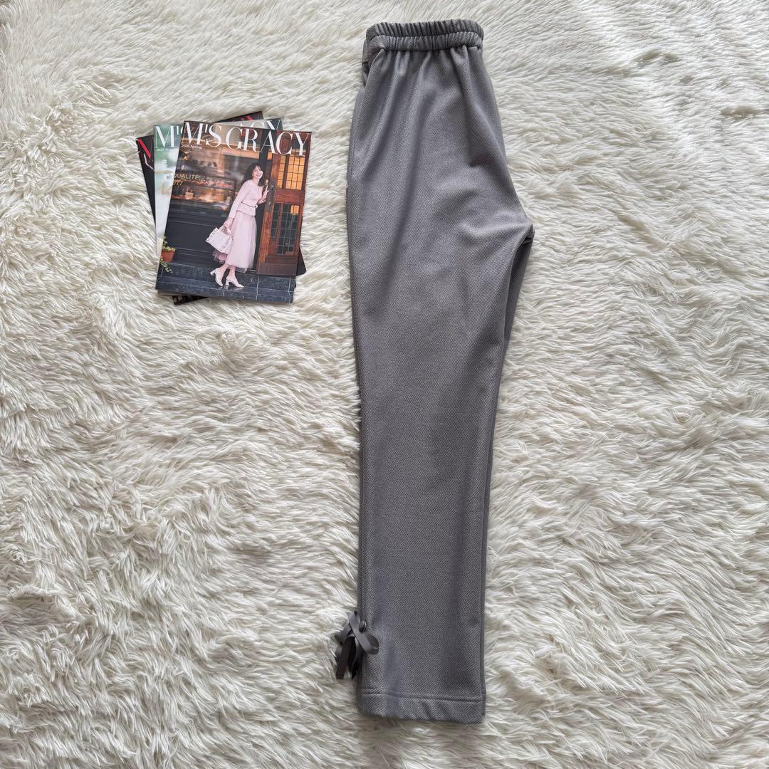 M'S GRACY 【新品】リボン付♡ あったか*裏起毛パンツ グレー 38