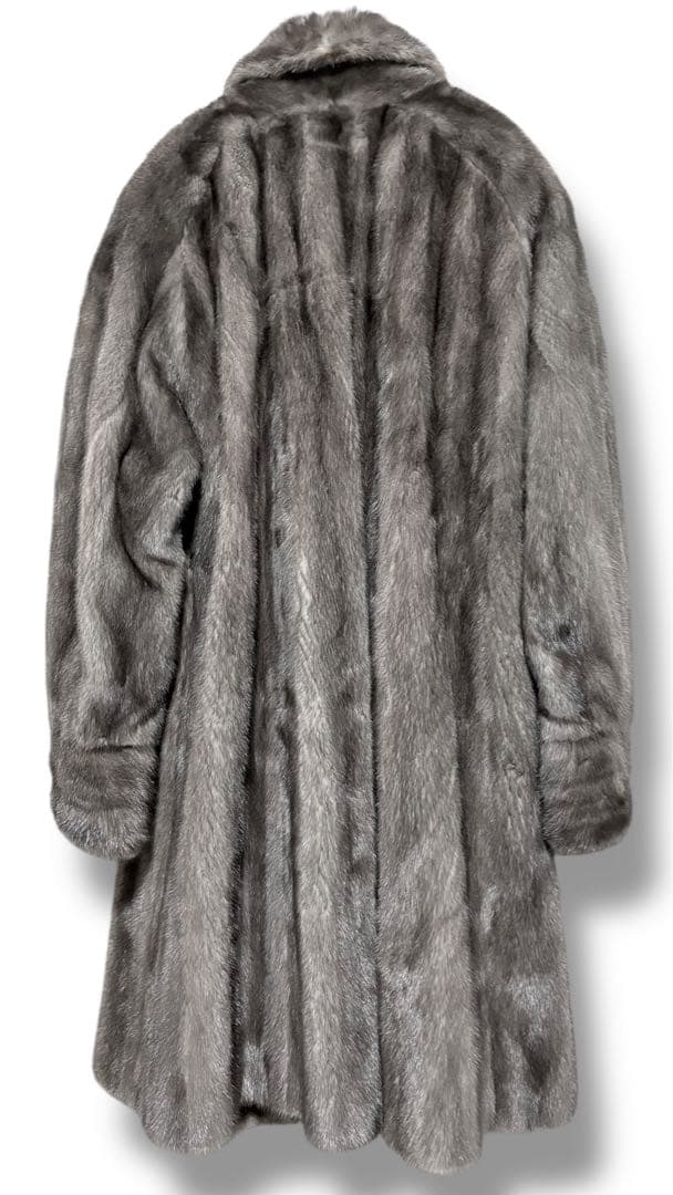 美品/EMBA/ブルーアイリス/ミンクファー/セミロングコート/15号