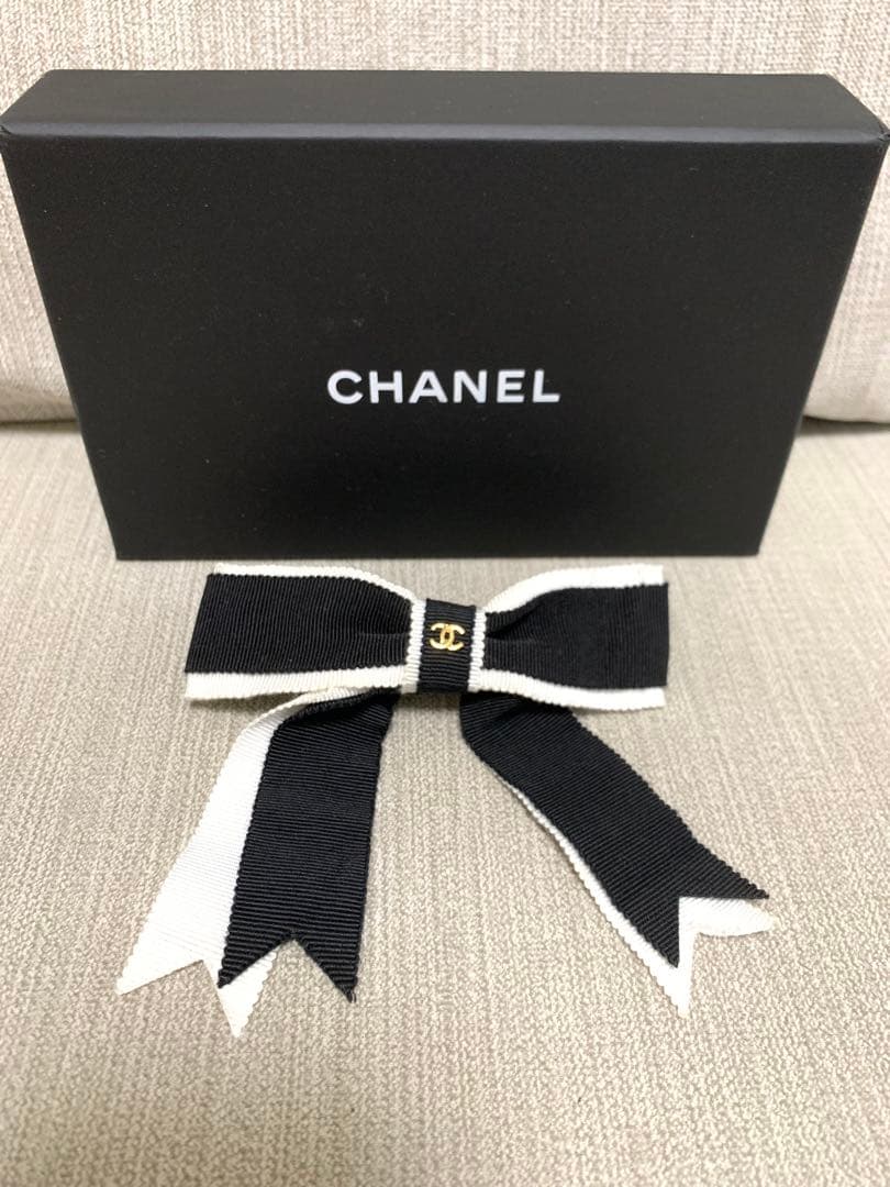 シャネル CHANEL バレッタ リボン ココマーク ファブリック 箱付