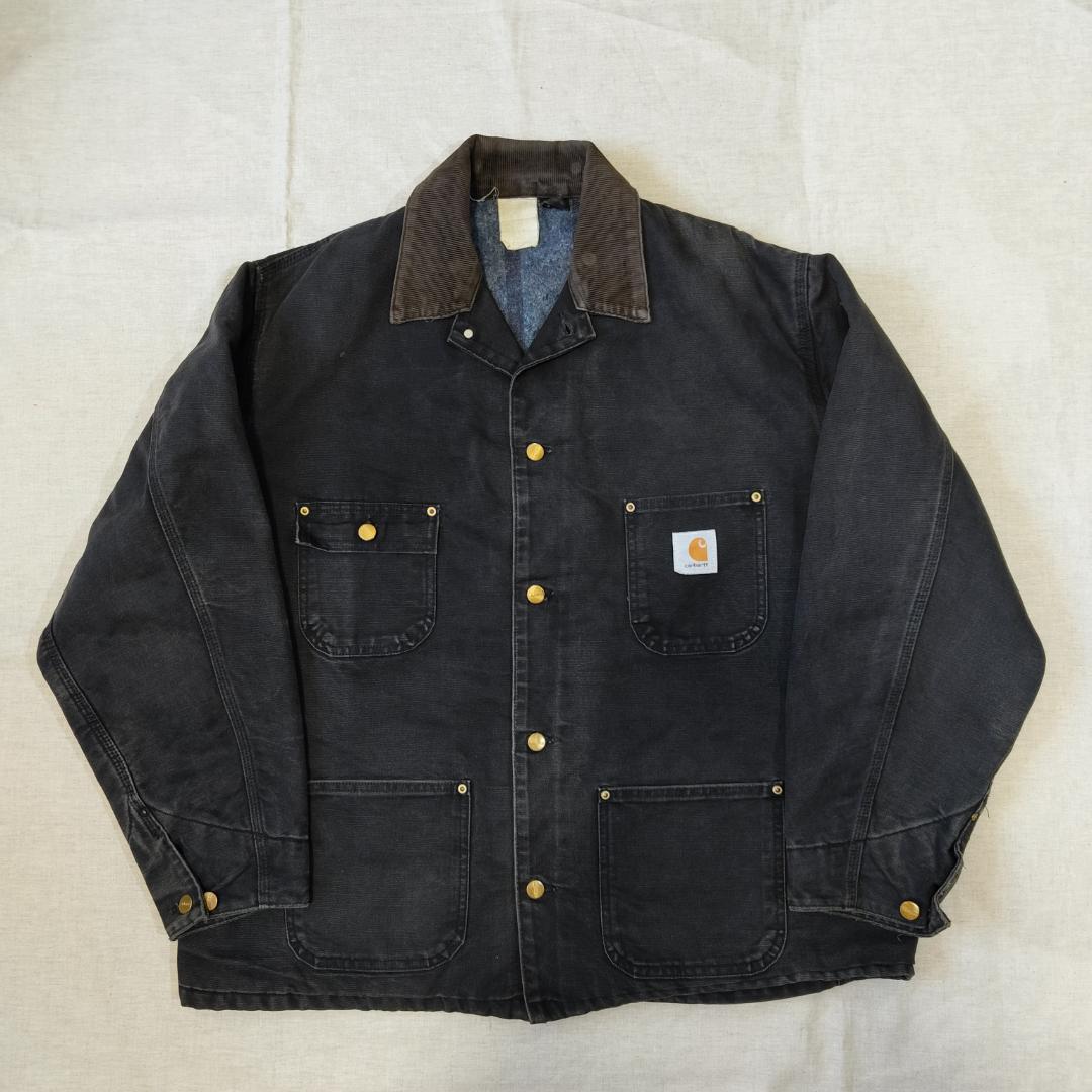 90s USA製 カーハート チョアコート フェード ブラック 黒 CB105