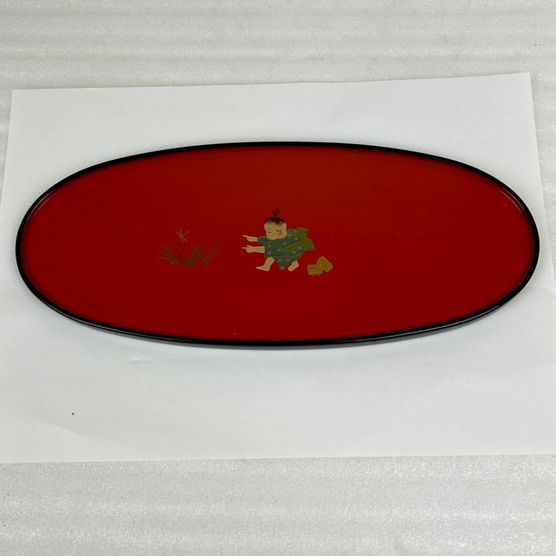 【美品】輪島塗　童蒔絵　兼用皿　摂田照彦作　5枚組　元箱入り