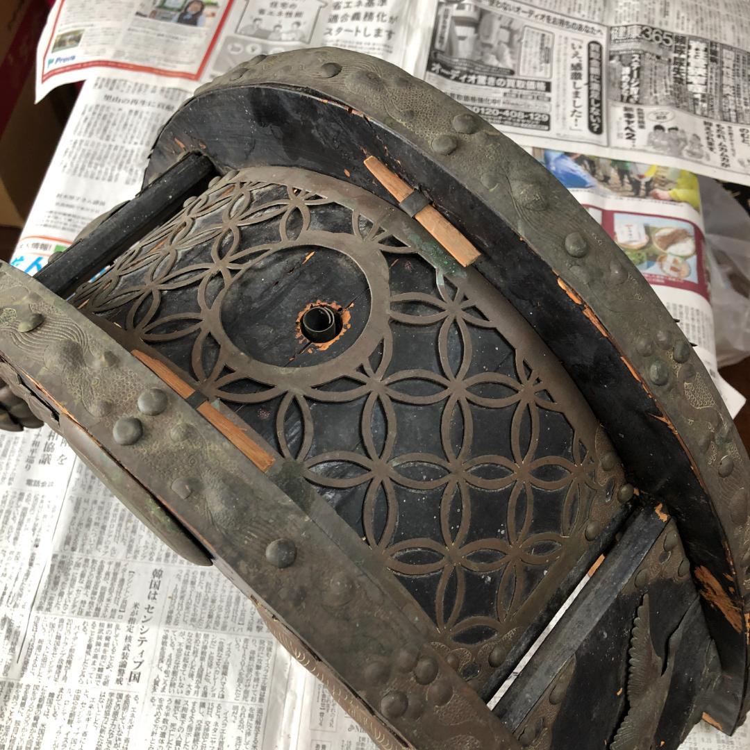 【骨董】龍・鶴図飾金具付き 和鞍（馬鞍）馬具 部品取り #933