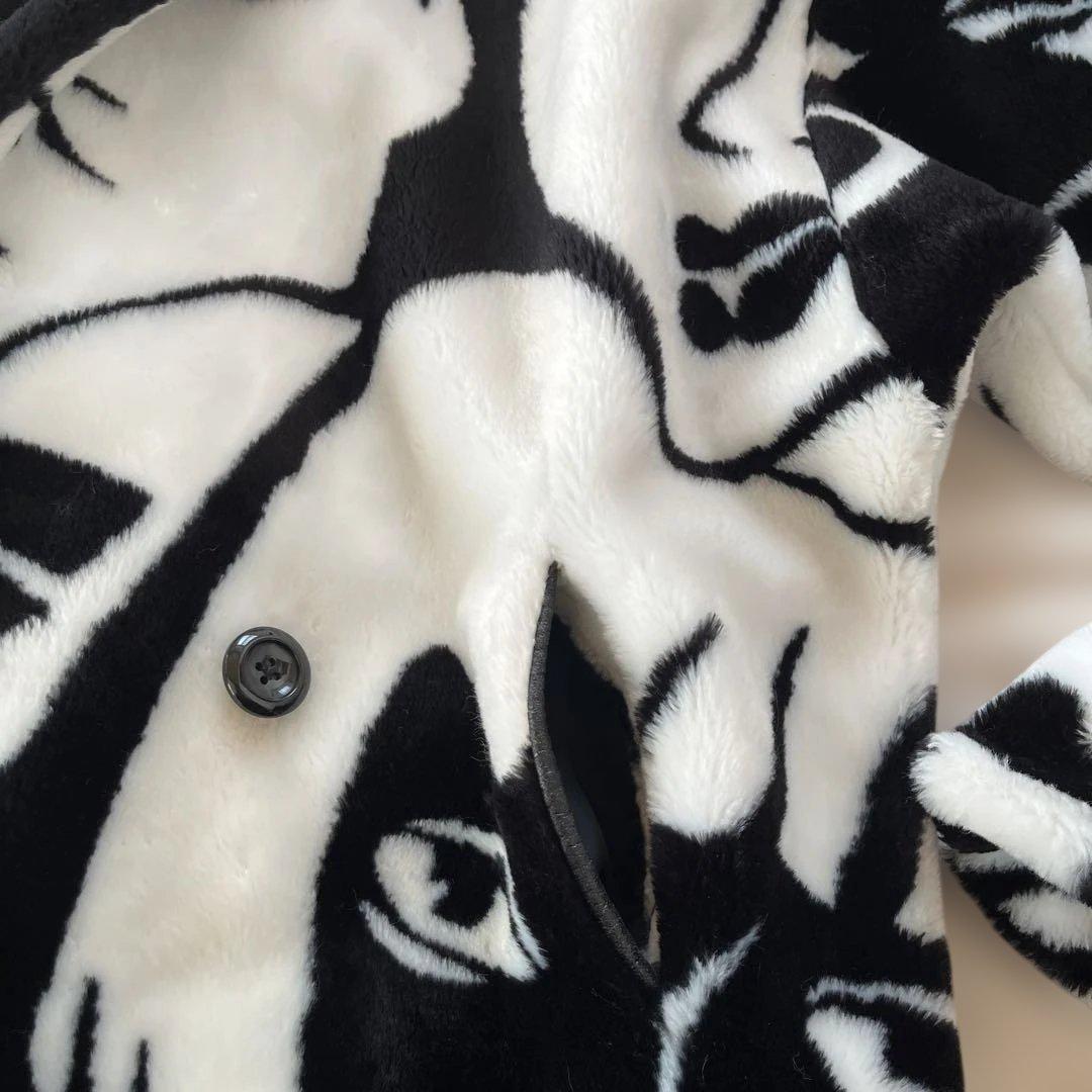 80s DONNYBROOK USA製 face柄 fakefar coat