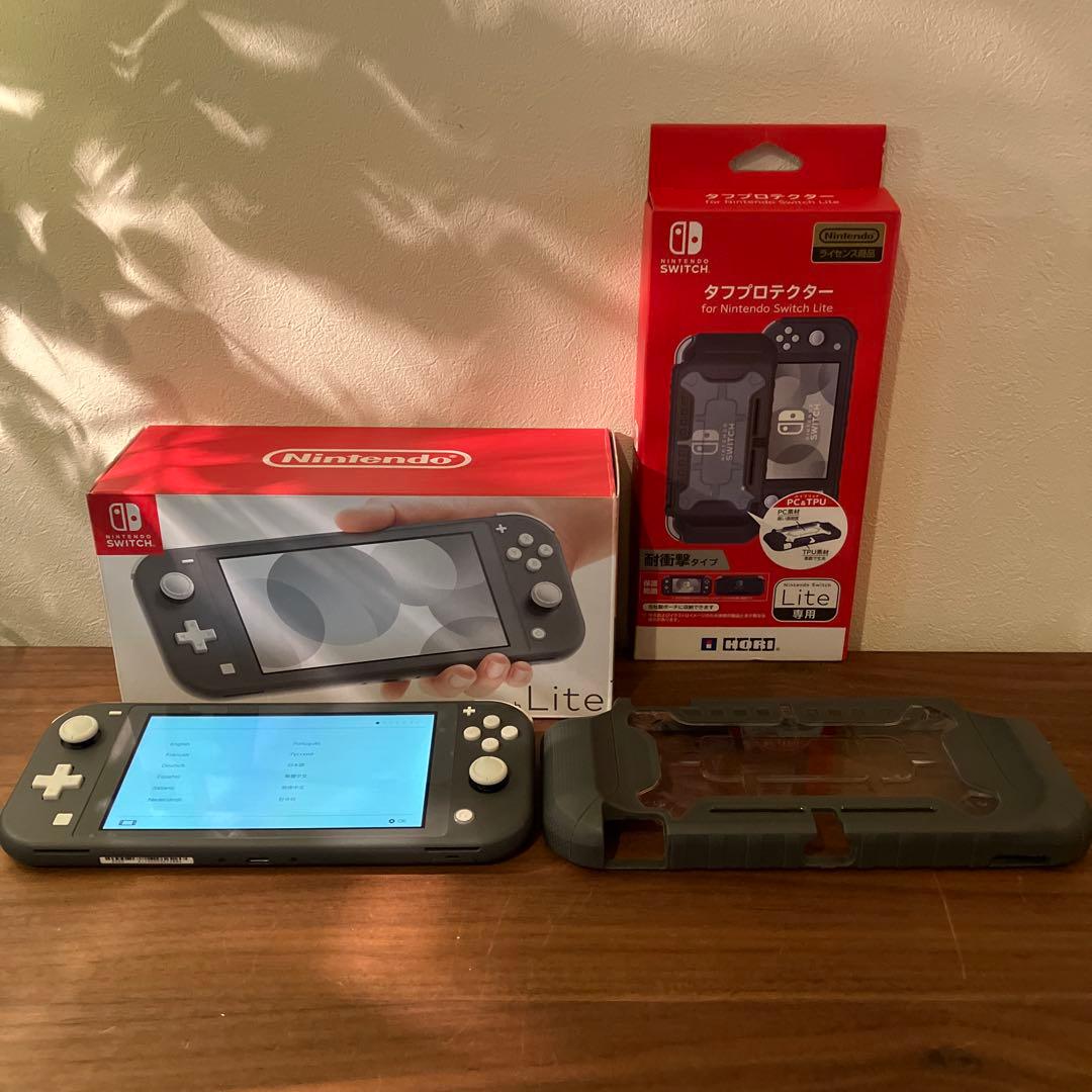 超美品　ニンテンドーSwitch Lite タフプロテクターセット　人気グレー色