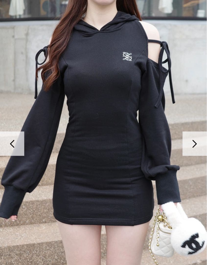 Ciel リボンショルダースウェットワンピース