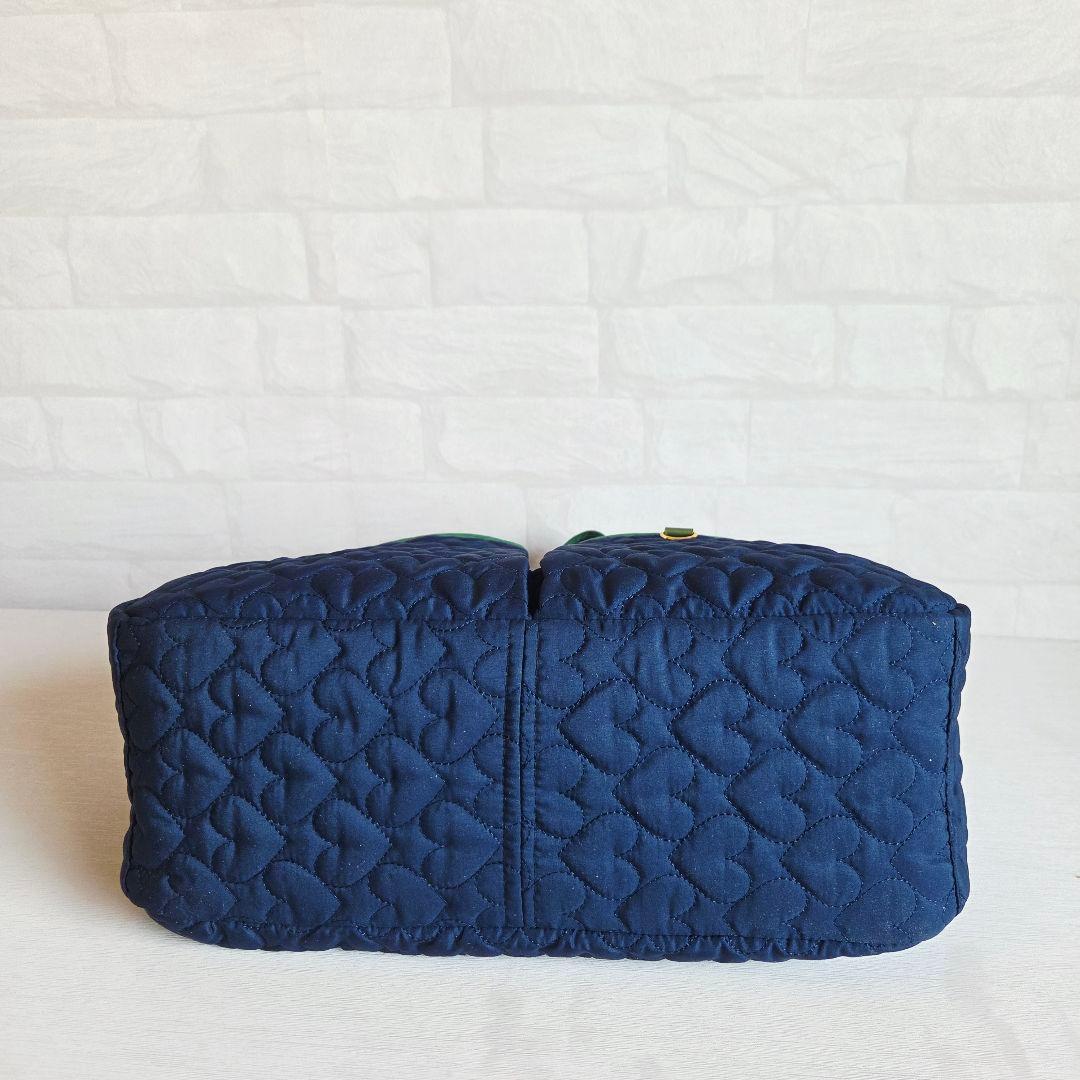 マチャ抹茶様　ポケットいっぱいトートバッグ(L)　ネイビー×グリーン