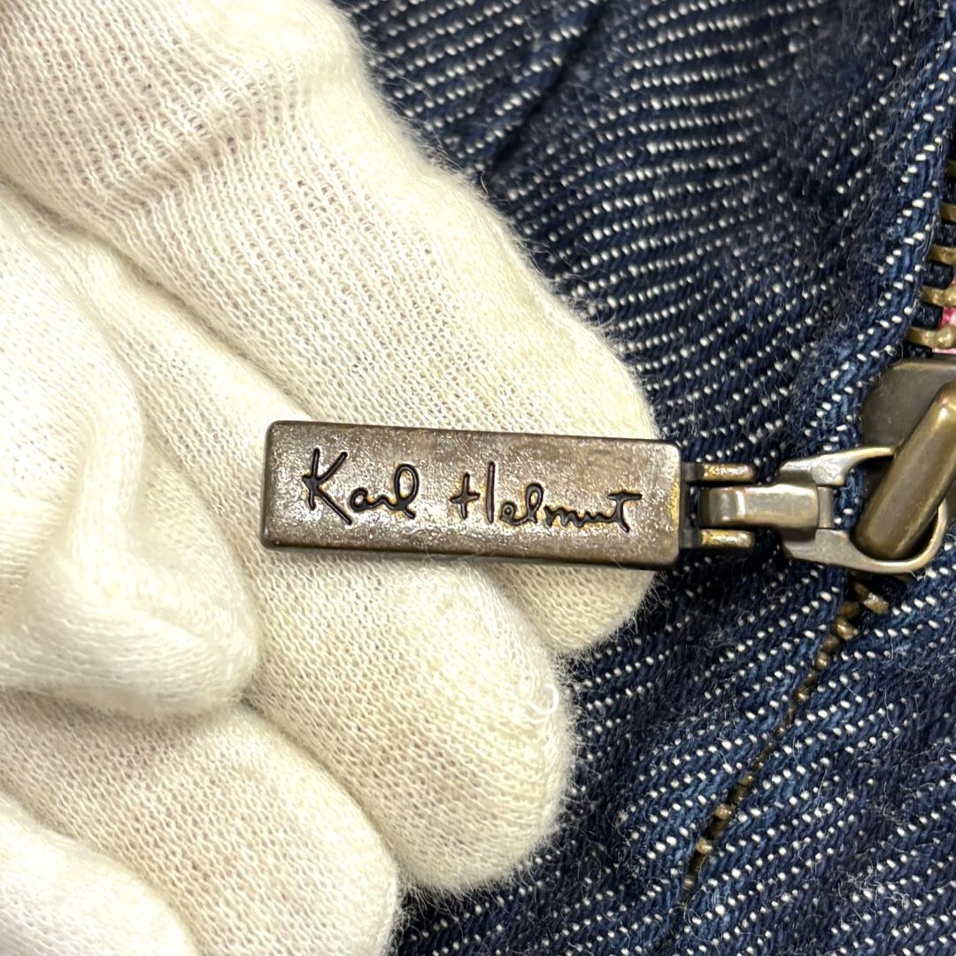 ☆希少☆ カールヘルム　デニムジャケット　L　ニットフード　ロゴ刺繍入り