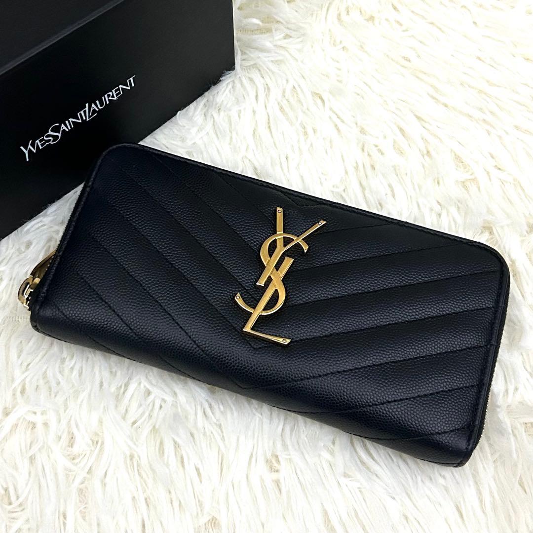 ［美品］SAINT LAURENT ラウンドファスナー カサンドラ 長財布
