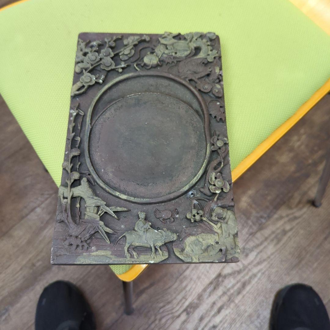 古硯 龍鳳彫刻 唐木彫刻 書道具 アンティーク 骨董品