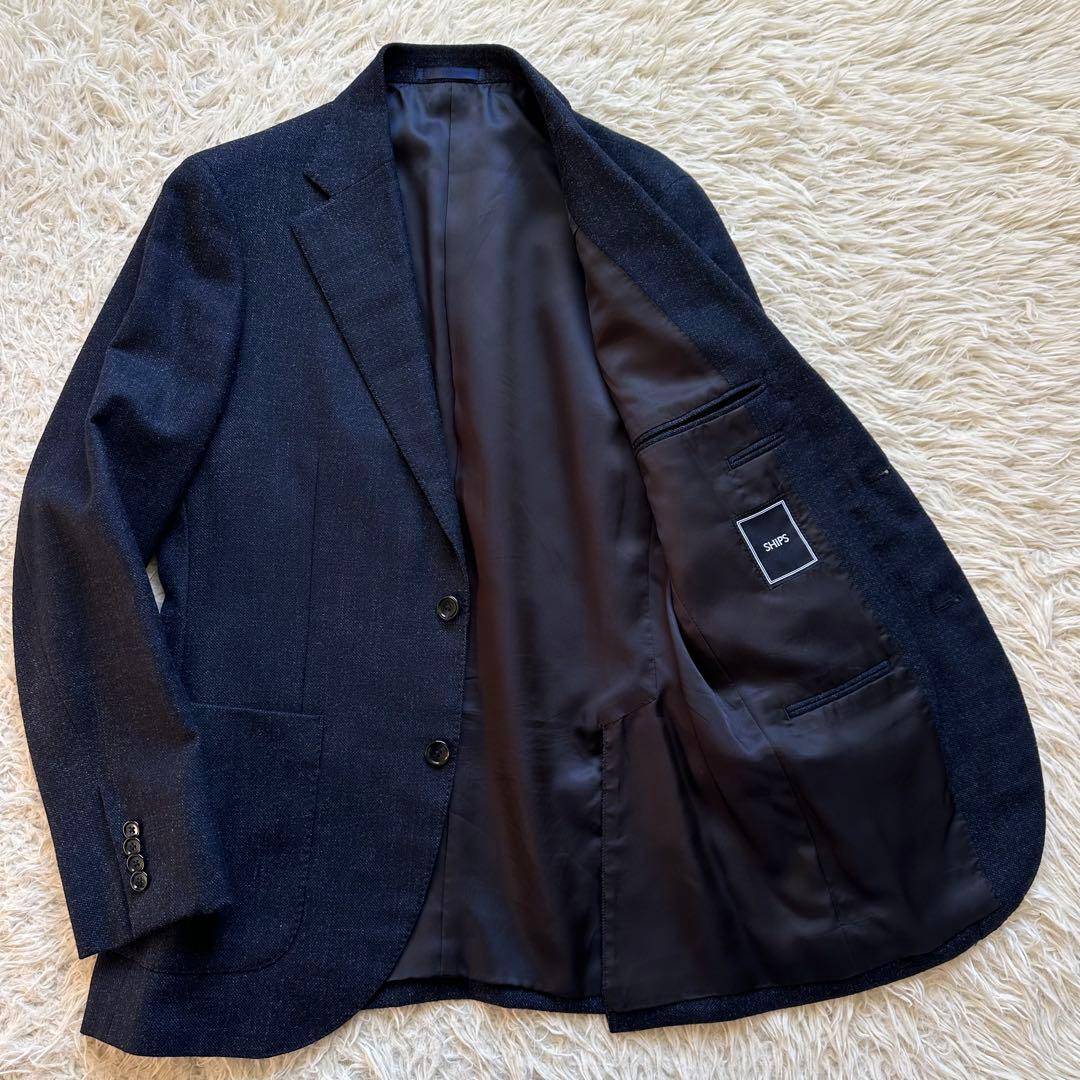 美品✨シップス×ロロ・ピアーナ　段返り　ジャケット　シルク　カシミヤ　ネイビー