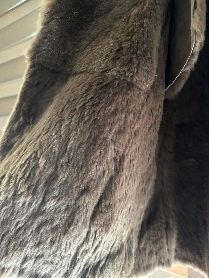 ラビット 毛皮 レザー ロングコート フォックス ファー ステッチ