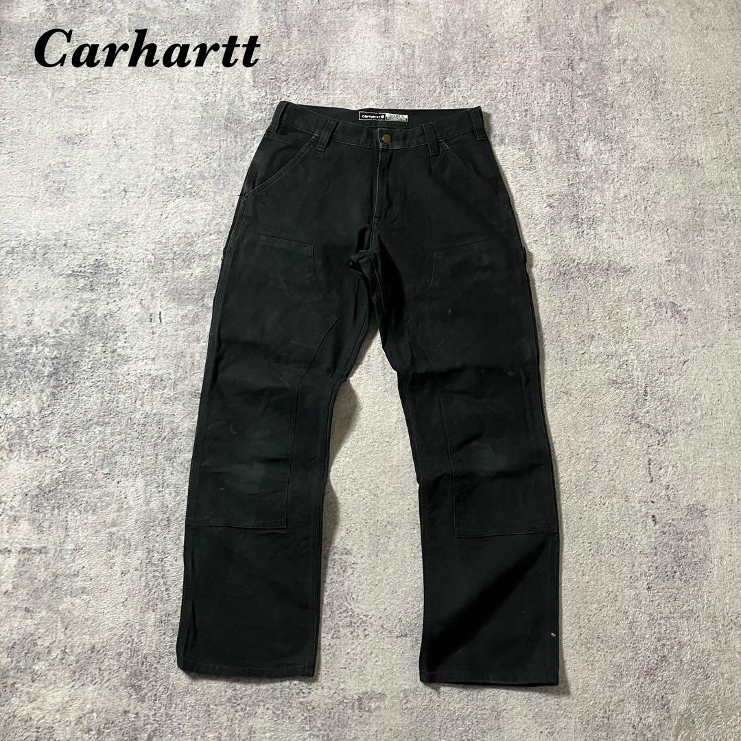 Carharttダブルニー30×30BN3334カーハートブラックワークパンツ黒