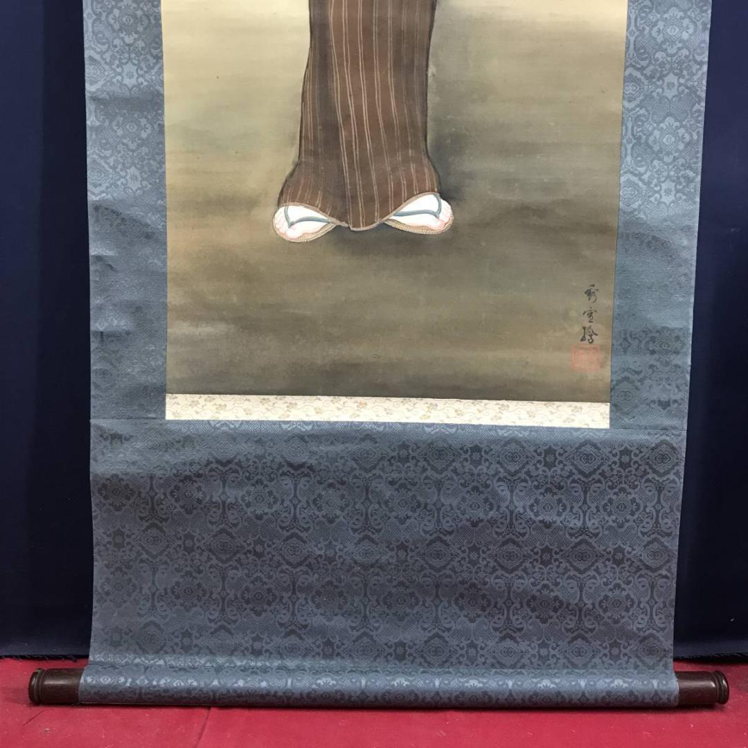 【真作】秀雪/歌舞伎役者絵/浮世絵/人物図/美人画/掛軸/名家伝来/AD-968