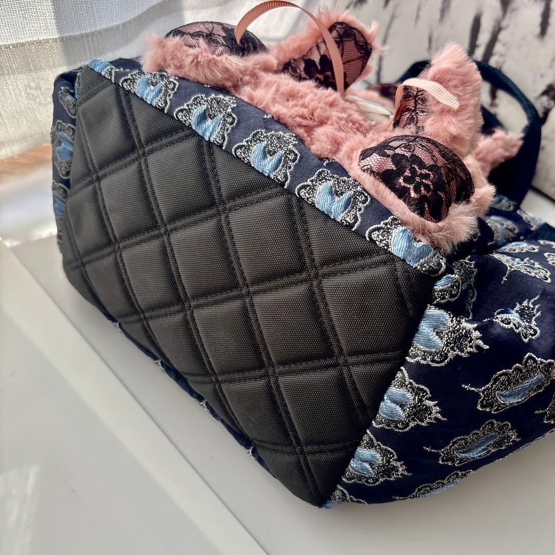 m*e様 コヤンイサムチョン　ルミちゃん　バック　艶ハート　ネイビー　ピンクファ