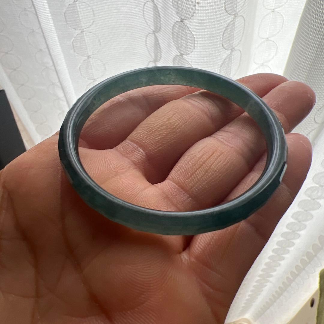 本翡翠、キラキラカット氷藍水バングル　〜52