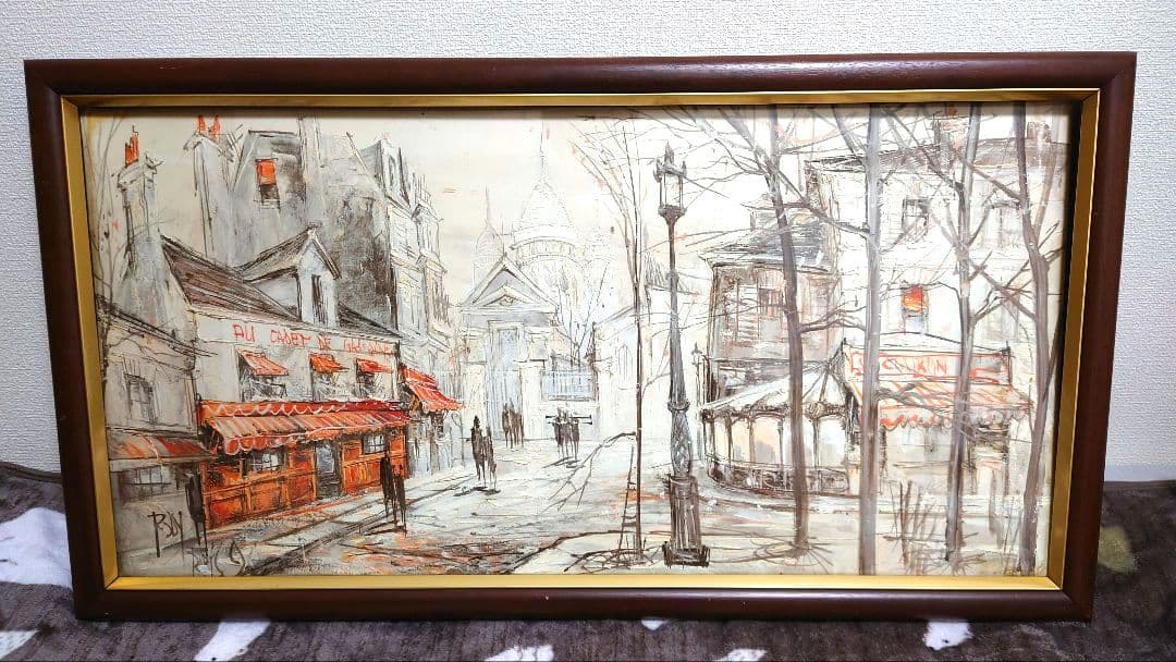 海外作家 ロディカ・イリエスク 油絵 絵画 風景画 パリの街並み 額装