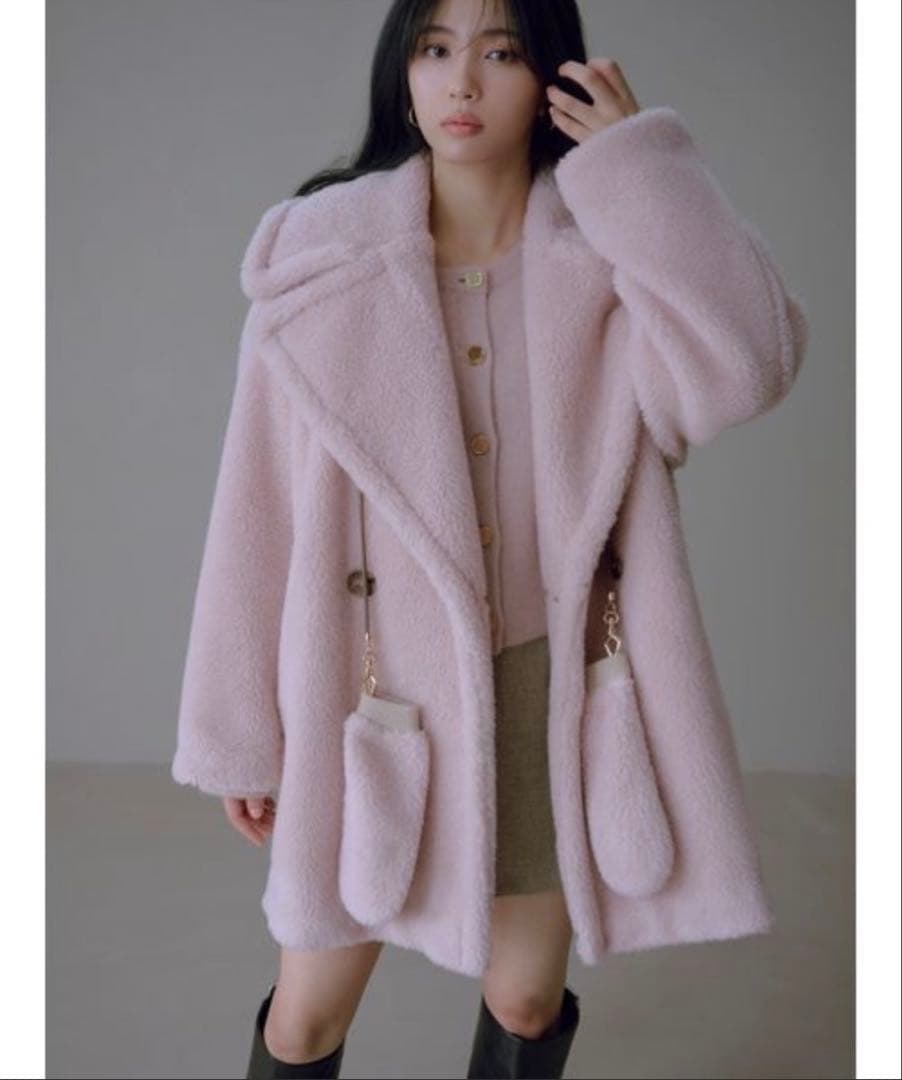 新品未使用　FRAY I.D ECOPELボアミドルコート　ピンク　サイズ0