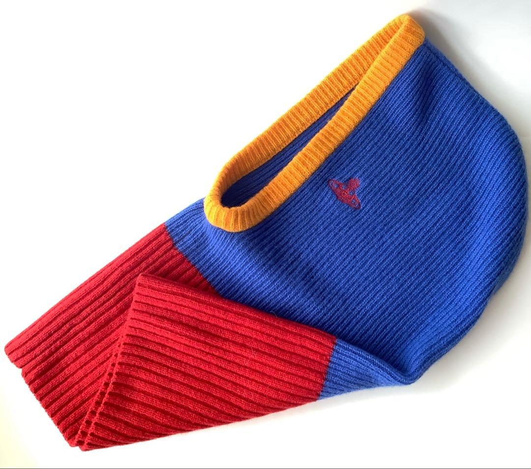 新品★ヴィヴィアンウエストウッド★リブニット バラクラバ★ブルーレッド
