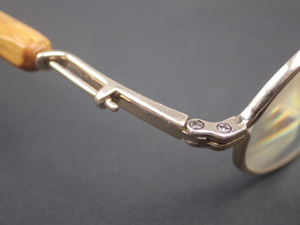 55美品 眼鏡 竹製 メガネフレーム メガネ バンブーテンプル 度付き 定価9万