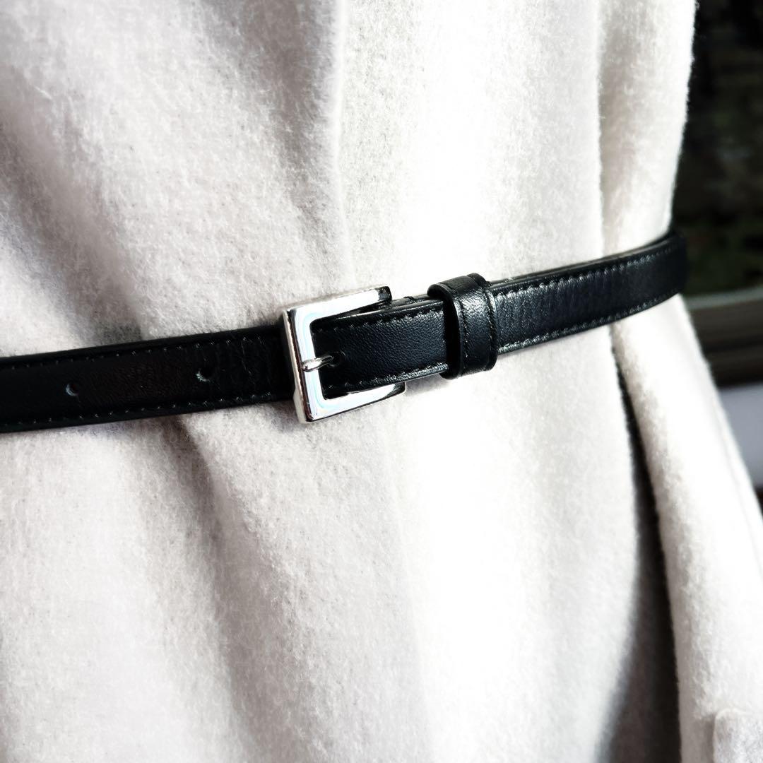 美品　foxyフォクシー　ダブルフェイス ウール　ロング　ジレ　ベルト　グレー