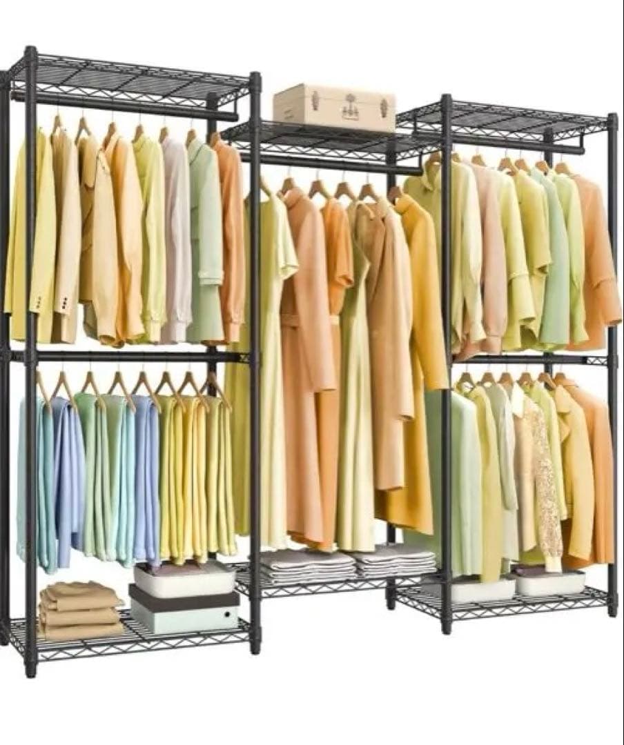 送料無料！大容量ハンガーラック 5本ハンガーバイプ