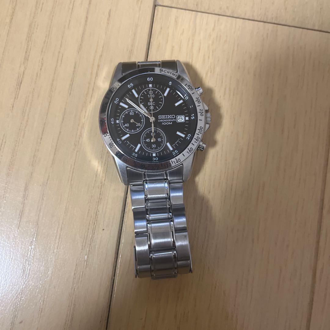 【美品】SEIKO クロノグラフ SND367PC 逆輸入モデル ブラック